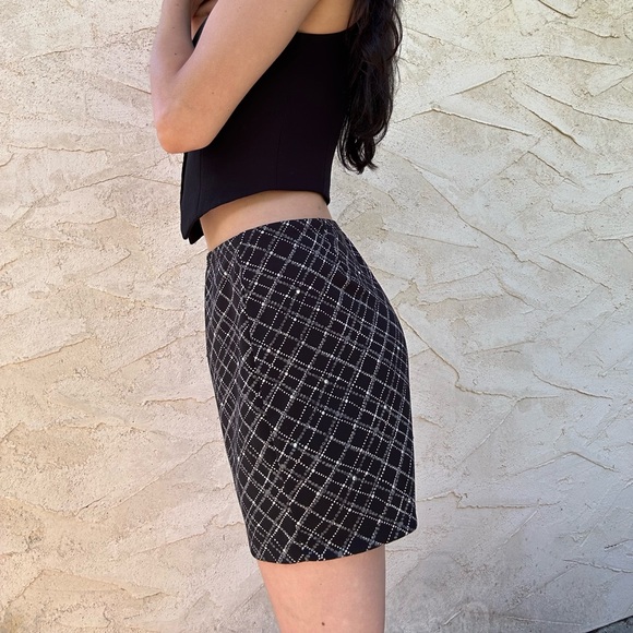 Black glitzy tartan mini skirt - Picture 6 of 8